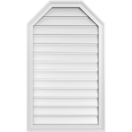 Ekena Millwork Octagonal Top Surface Mount PVC Gable Vent w/ 2"W x 1-1/2"P Brickmould Frame, 24"W x 40"H GVPOT24X4002SF